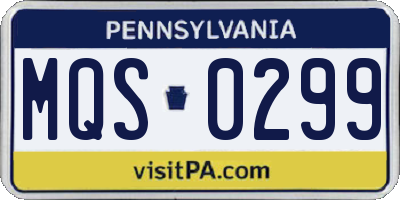 PA license plate MQS0299