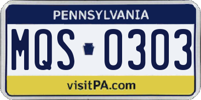 PA license plate MQS0303