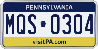 PA license plate MQS0304