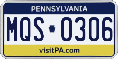 PA license plate MQS0306