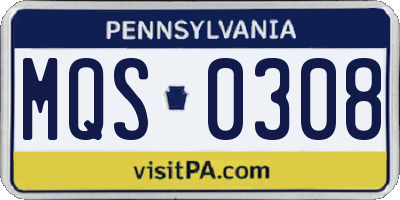 PA license plate MQS0308