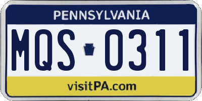 PA license plate MQS0311