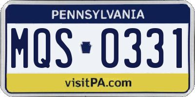 PA license plate MQS0331
