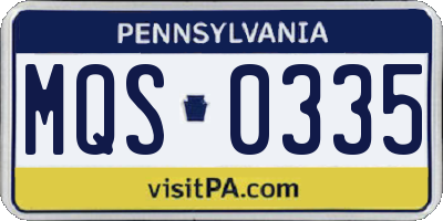 PA license plate MQS0335