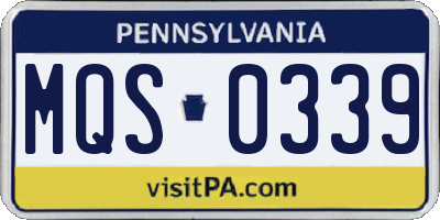 PA license plate MQS0339