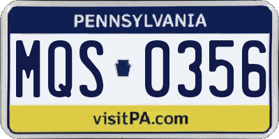PA license plate MQS0356