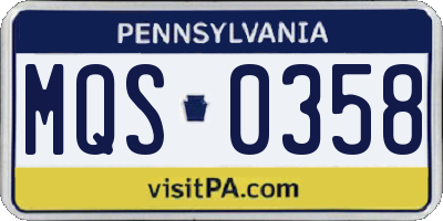 PA license plate MQS0358