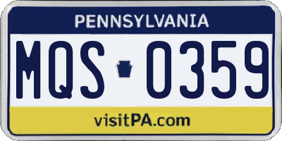 PA license plate MQS0359