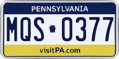 PA license plate MQS0377