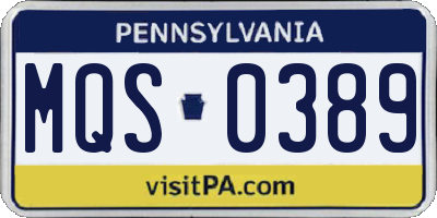 PA license plate MQS0389