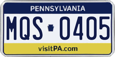 PA license plate MQS0405
