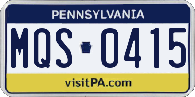 PA license plate MQS0415