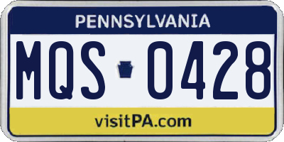 PA license plate MQS0428