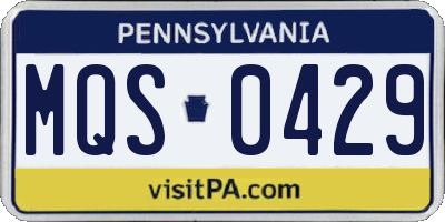 PA license plate MQS0429