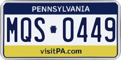 PA license plate MQS0449