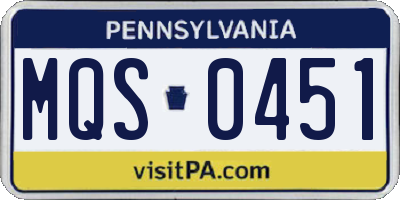 PA license plate MQS0451