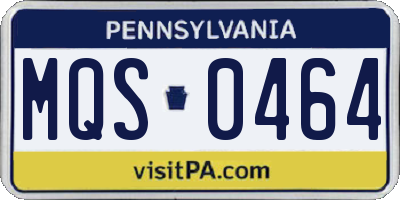 PA license plate MQS0464
