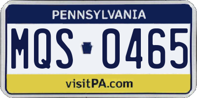 PA license plate MQS0465