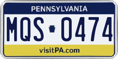 PA license plate MQS0474
