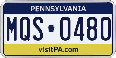 PA license plate MQS0480