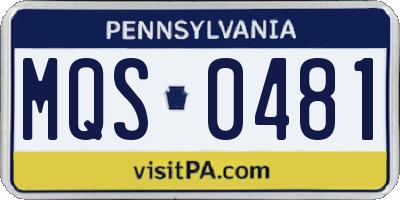 PA license plate MQS0481
