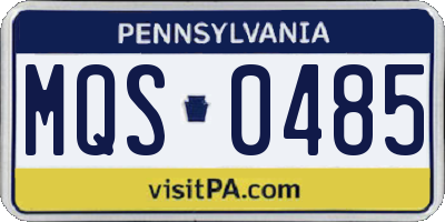 PA license plate MQS0485