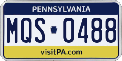 PA license plate MQS0488
