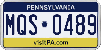 PA license plate MQS0489