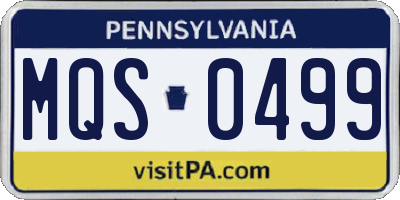 PA license plate MQS0499