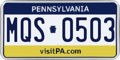 PA license plate MQS0503