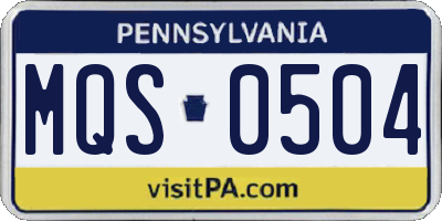 PA license plate MQS0504