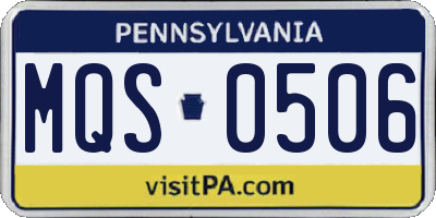 PA license plate MQS0506