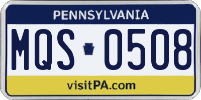 PA license plate MQS0508