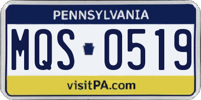 PA license plate MQS0519