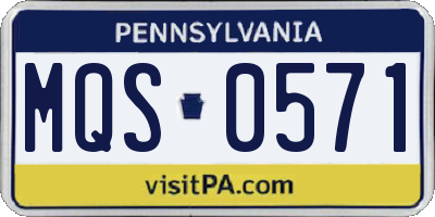 PA license plate MQS0571