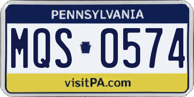 PA license plate MQS0574