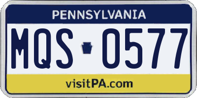 PA license plate MQS0577