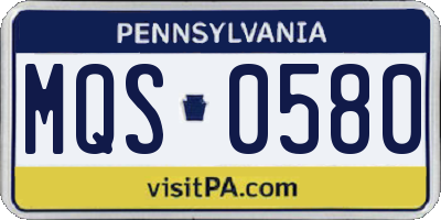 PA license plate MQS0580
