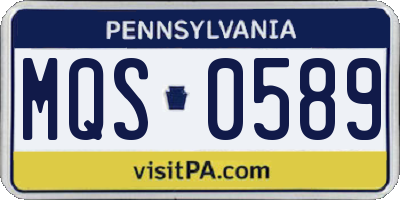 PA license plate MQS0589