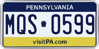 PA license plate MQS0599