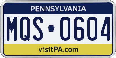 PA license plate MQS0604