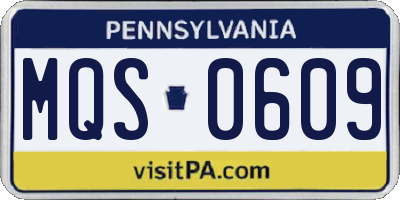 PA license plate MQS0609