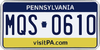 PA license plate MQS0610