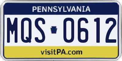 PA license plate MQS0612