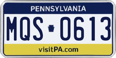 PA license plate MQS0613