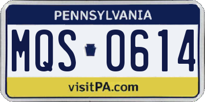 PA license plate MQS0614