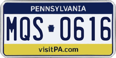 PA license plate MQS0616