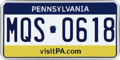 PA license plate MQS0618