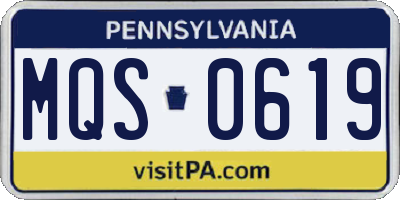 PA license plate MQS0619