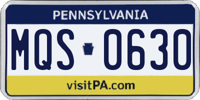 PA license plate MQS0630